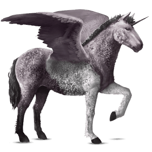 licorne de selle ailée pie tobiano gris souris