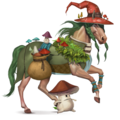 licorne de selle sorcière aux champignons